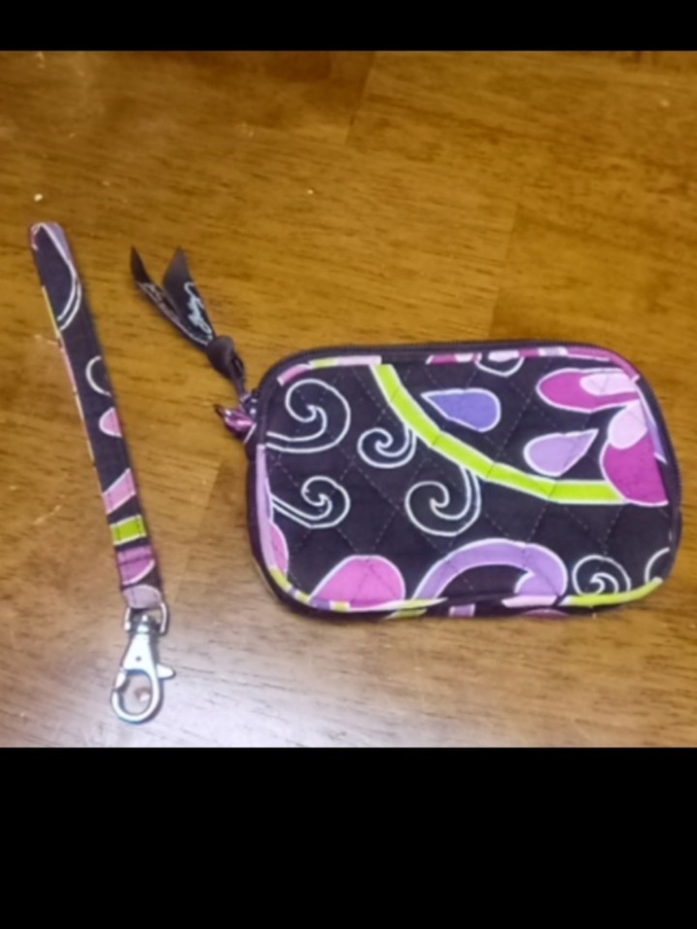 Vera Bradley Black & Pink Quilted Wristlet Phone Case - Picture 3 of 3